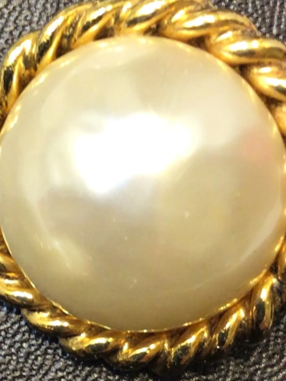 Carolee Signed DESIGNER CLIP-ON Faux Pearl Gold Tone Clip-on Earrings